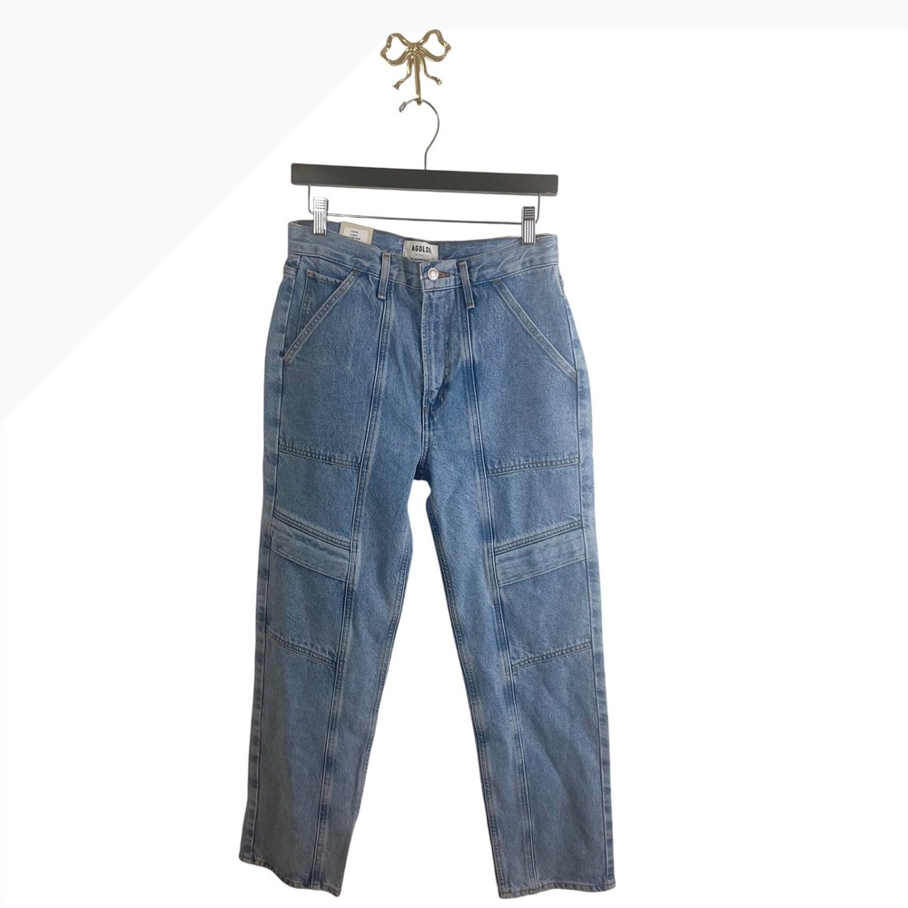 AGOLDE Cooper Cargo Jeans Rank Light Wash Organic Cotton Size 27